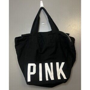 Pink Victoria’s Secret Tote Bag Womens Large Canvas Zip Top Shoulder Shopper